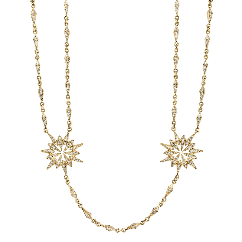 Ladies necklaces e-commerce sites-Diamond Sunburst Necklace