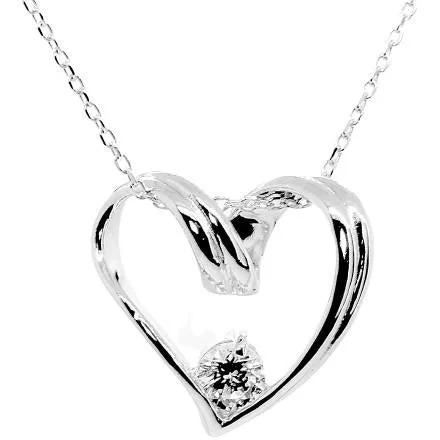 Ladies necklaces global brands-Solitaire Swirl Heart Necklace