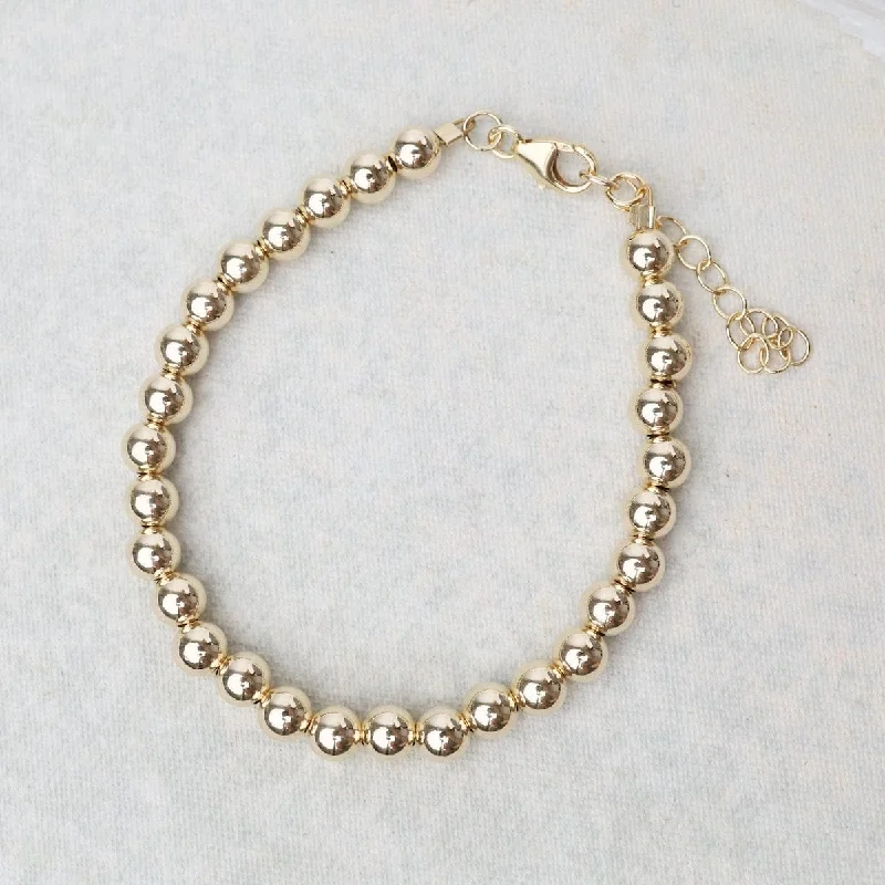 Ladies bracelets chain designs-5mm Gold Filled Luxe Beaded Bracelet