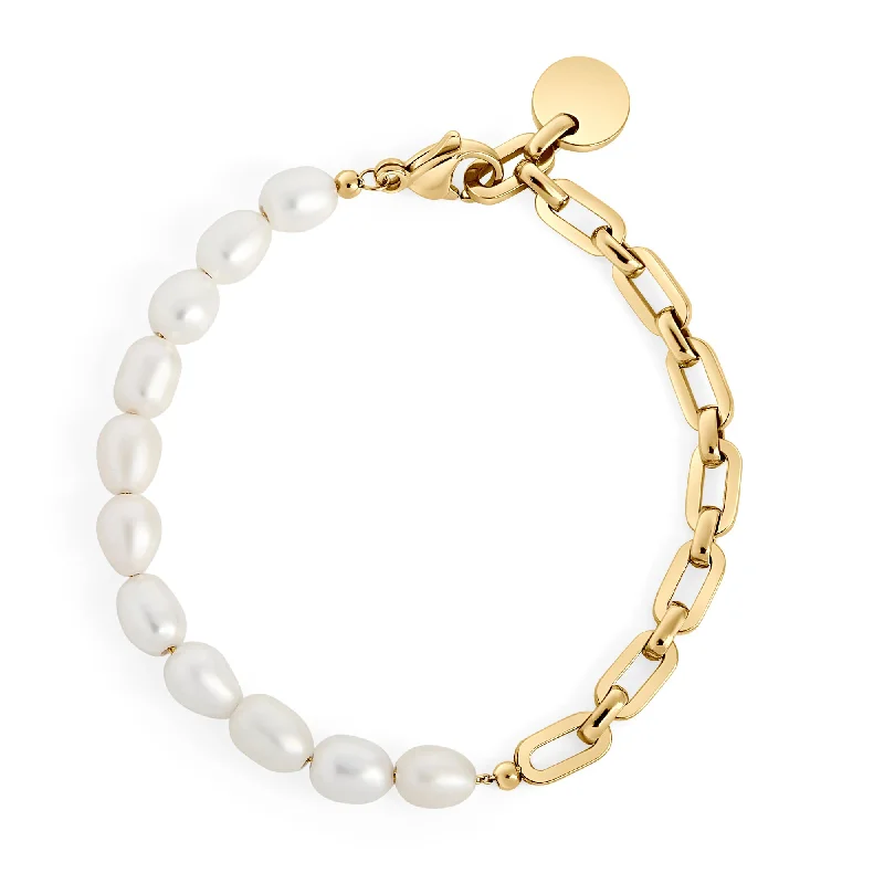 Ladies bracelets jade accents-Reina Pearl Bracelet