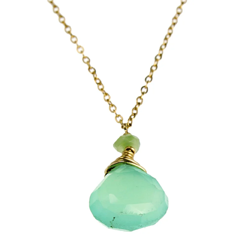 Ladies necklaces office elegance-Chrysoprase One Drop Necklace