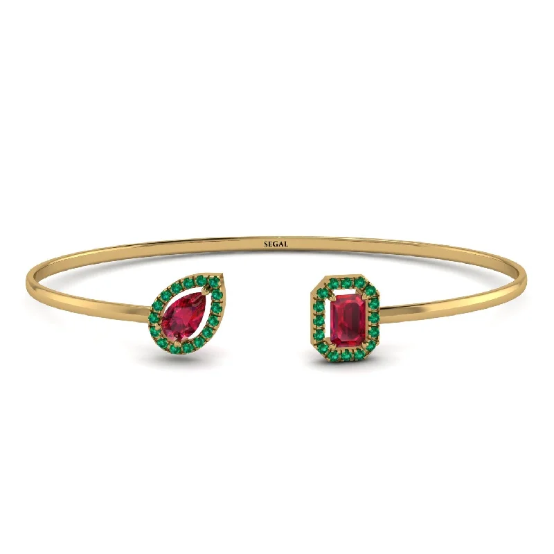 Ladies bracelets budget picks-Geometric Pearl And Emerald Ruby Bracelet - Catherine No. 25