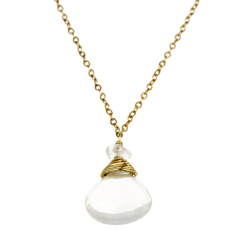 Ladies necklaces elegant looks-Moonstone One Drop Necklace