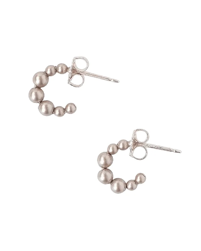 Ladies earrings minimalist looks-Mini Multi Pearl Hoop Earrings - Platinum