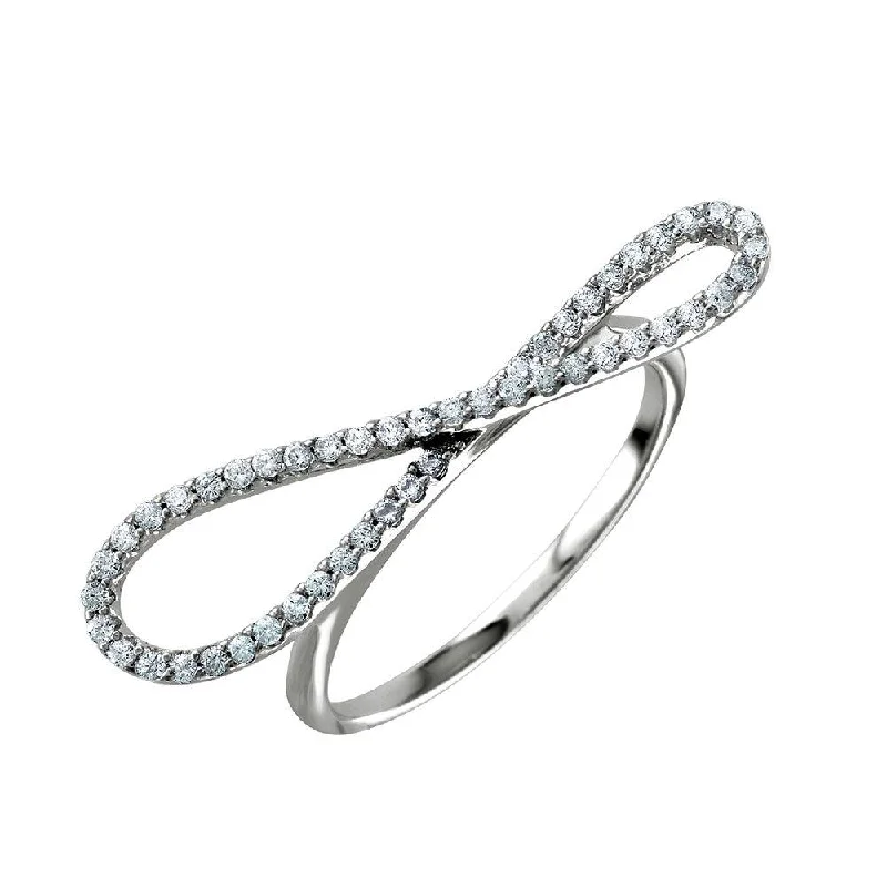 Ladies rings wedding bands-Silver 925 Rhodium Plated Infinity CZ  Ring - STR01045