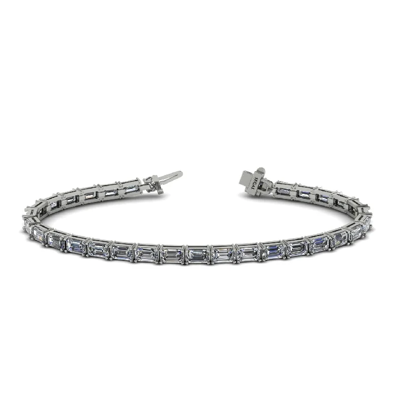 Ladies bracelets boho flair-Emerald Cut Diamond Tennis Bracelet - Rachel No. 3