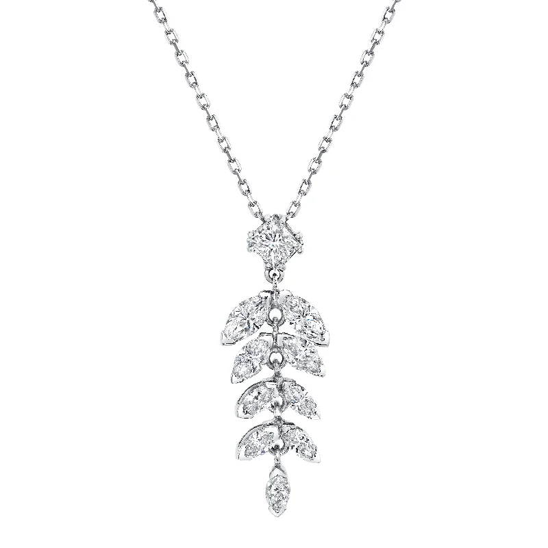 Ladies necklaces gothic appeal-Diamond Leaf Pendant Necklace