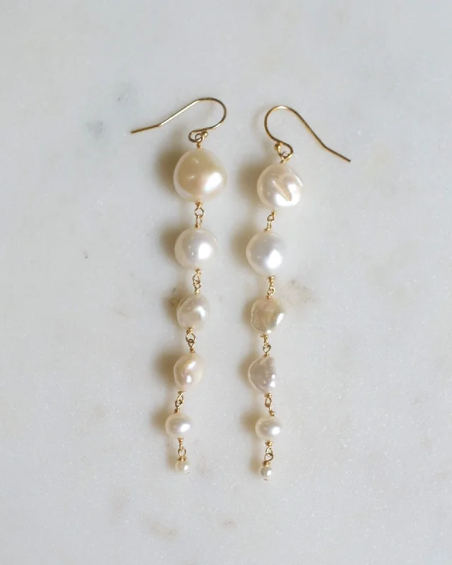 Ladies earrings youthful charm-Pearl Bloom Earrings