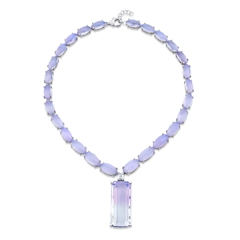 Ladies necklaces collectible items-Lavender Quartz Waterfall Necklace