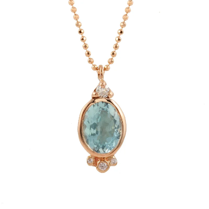 Ladies necklaces worldwide styles-Oval Aquamarine Necklace