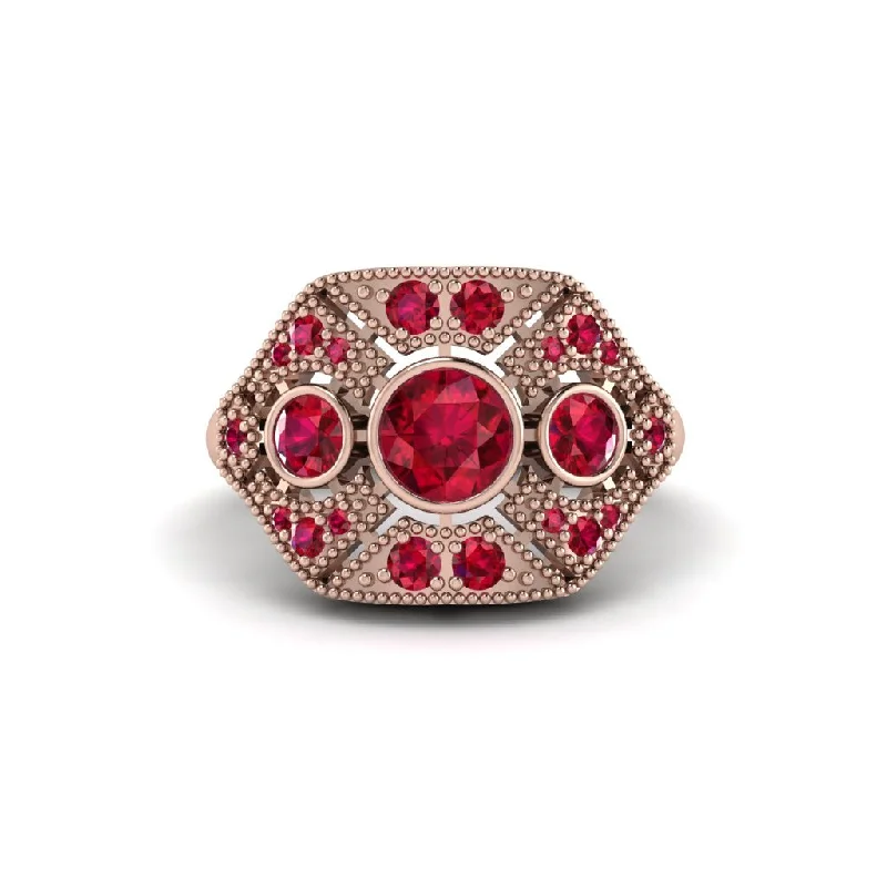 Ladies engagement rings upgrade ideas-Ruby Art Deco Geometric Engagement Ring - Haven No. 56