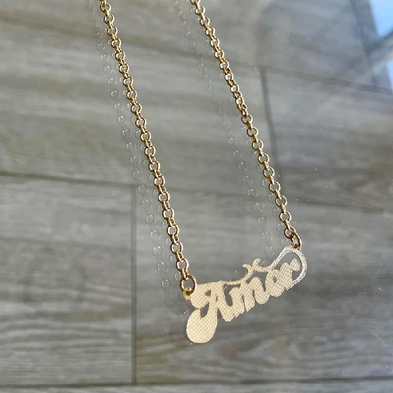 Ladies necklaces anniversary picks-Amor Nameplate Necklace