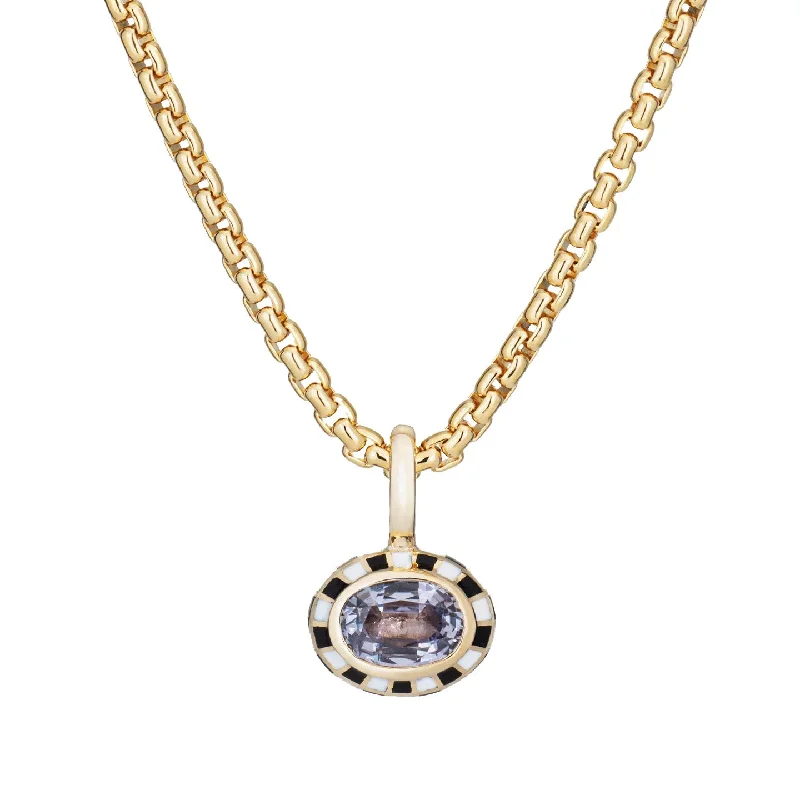 Ladies necklaces holiday gifts-Purple Sapphire Checkered Pendant Necklace