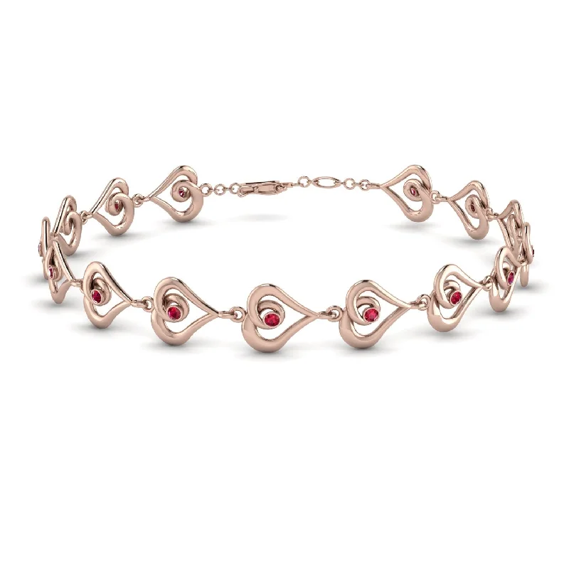 Ladies bracelets minimalist looks-Heart Ruby Bracelet - Martha No. 11