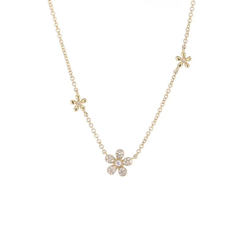 Ladies necklaces proposal surprises-0.13 ctw Diamond Flower Necklace