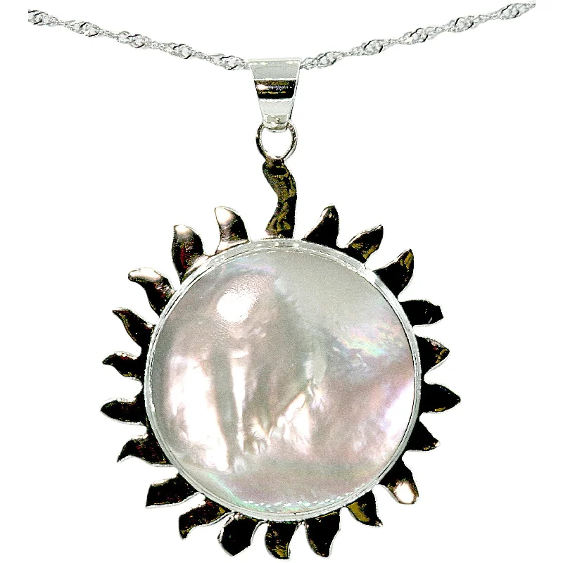 Ladies necklaces ethnic patterns-Mother of Pearl Sun Necklace