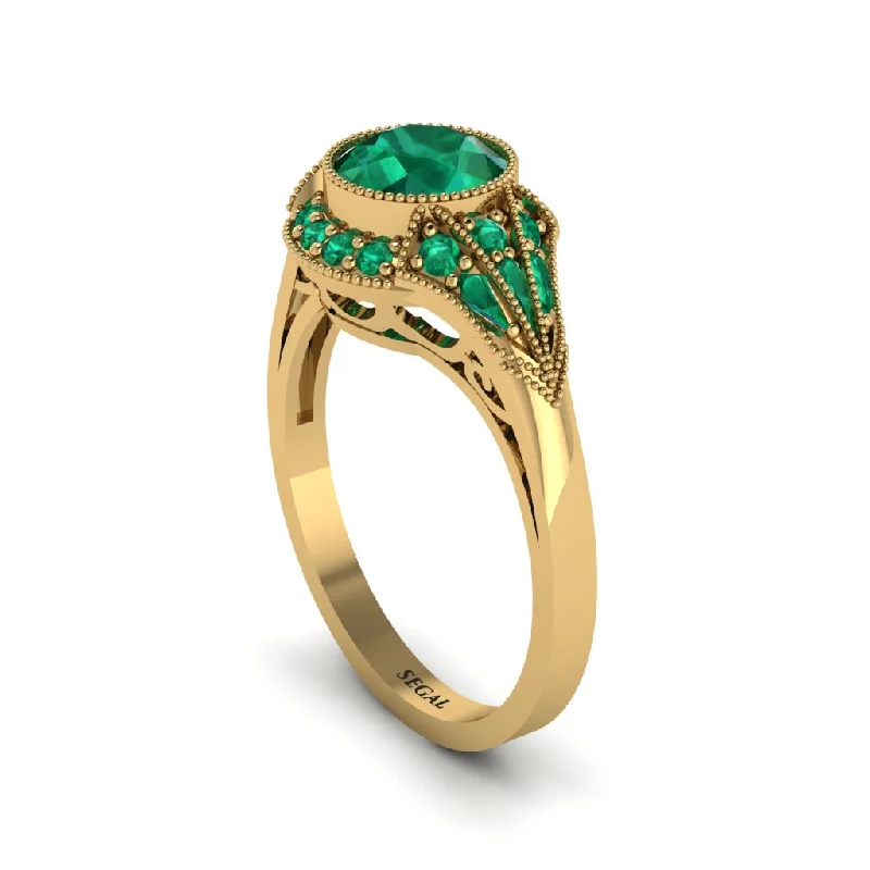 Ladies engagement rings eco-friendly-Emerald Vintage-Inspired Besel Engagement Ring - Makenzie No. 19