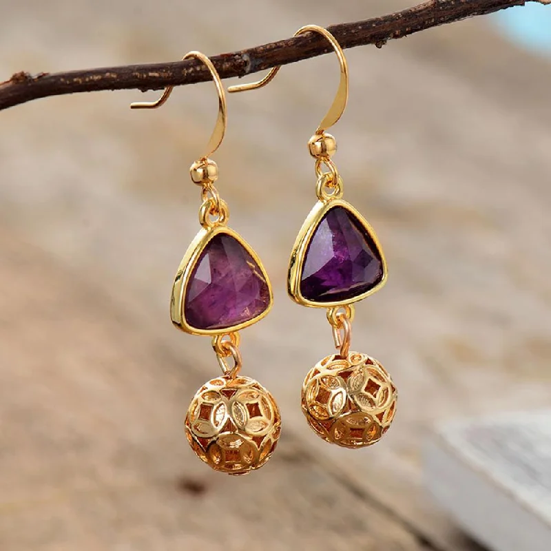 Ladies earrings minimalist looks-Amethyst Royal Earrings