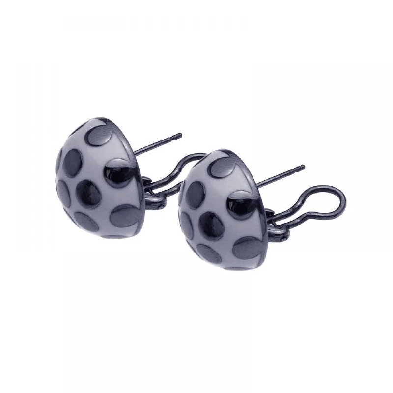 Ladies earrings global brands-Clearance-Silver Rhodium Plated White Enamel Lady Bug Lever Back Earrings - BGE00100