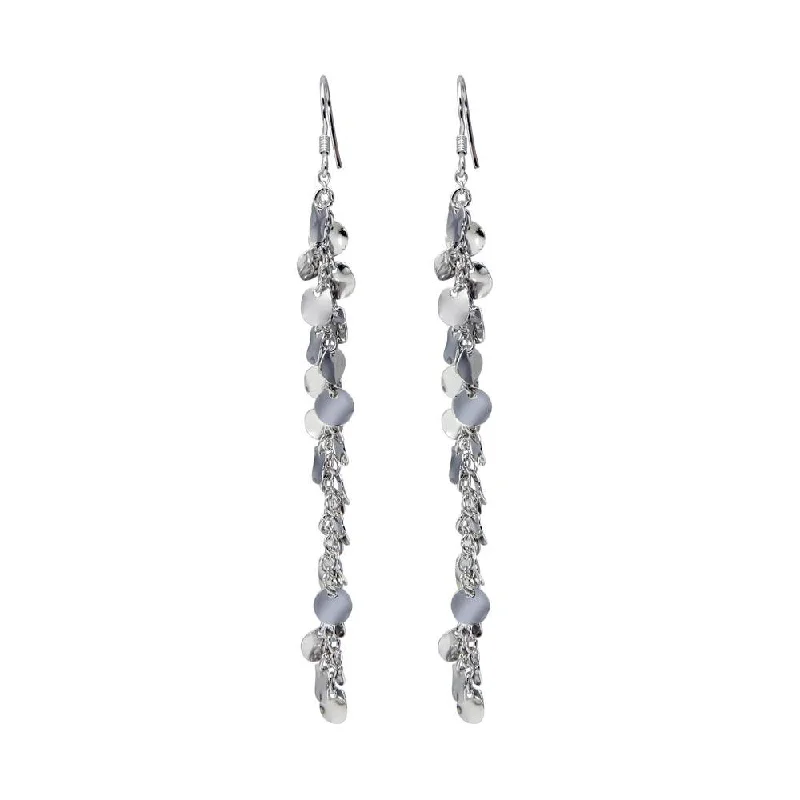 Ladies earrings celebrity trends-Silver 925 Rhodium Plated Dangling Hook Earrings - DSE00064