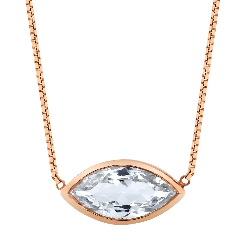 Ladies necklaces geometric shapes-Marquise Sapphire Eye Necklace