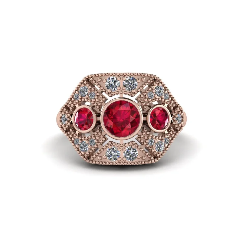 Ladies engagement rings vintage charm-Ruby Art Deco Geometric Engagement Ring - Haven No. 11