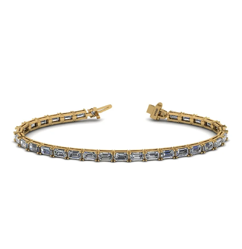 Ladies bracelets engraved names-Emerald Cut Diamond Tennis Bracelet - Rachel No. 1