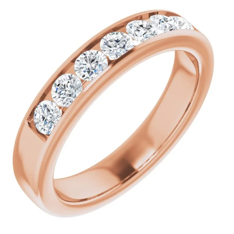 Ladies rings sapphire stones-14K Rose 1 CTW Natural Diamond Band