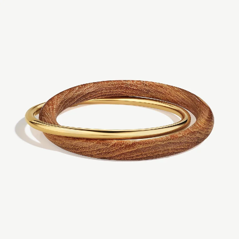 Ladies bracelets hypoallergenic-Teak Interlocking Bangle Bracelets