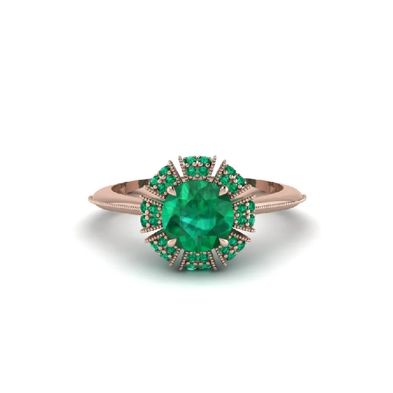 Ladies engagement rings anniversary upgrades-Emerald Crown Halo Engagement Ring - Annie No. 20