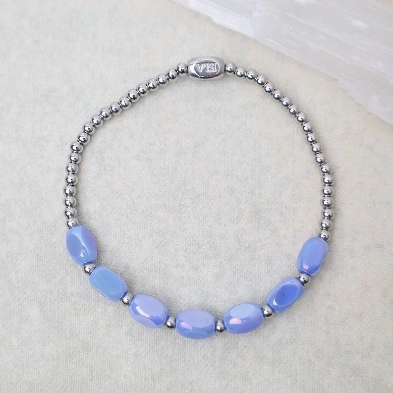 Ladies bracelets lightweight picks-Meet Me Half Way Pop Of Color Bracelet in Periwinkle Water & Stainless Steel