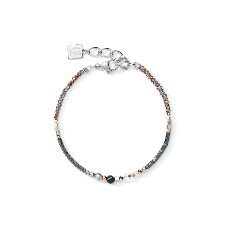 Ladies bracelets slim bands-Striped Onyx Grey Crystal Bracelet