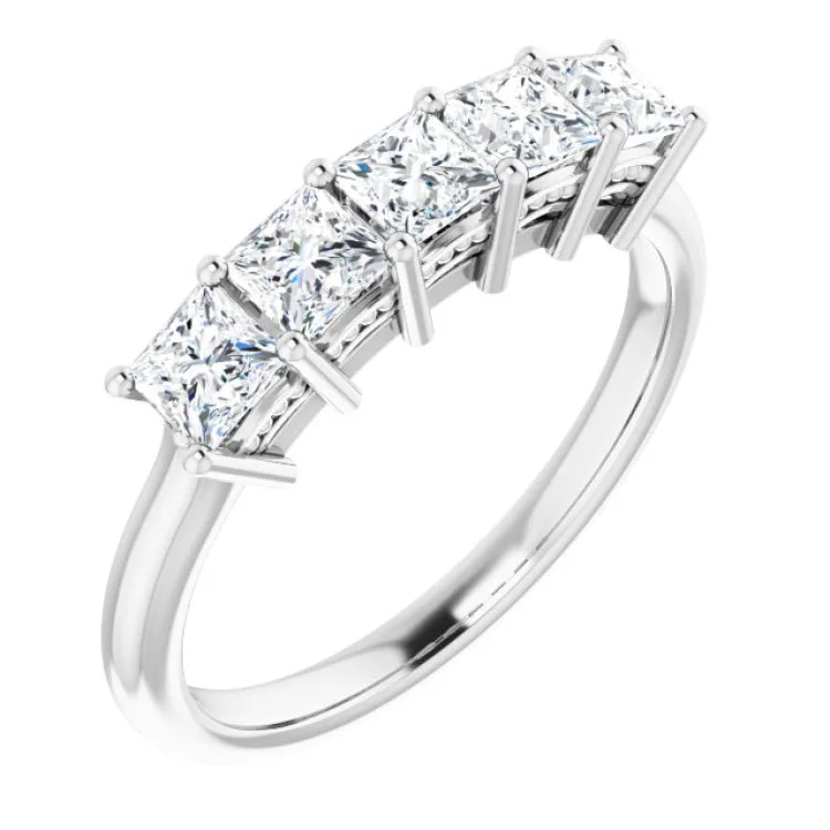 Ladies rings pure silver-14K White 1 CTW Natural Diamond Anniversary Band