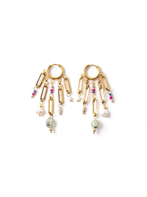 Ladies earrings colorful gems-Canopia Gold Earrings