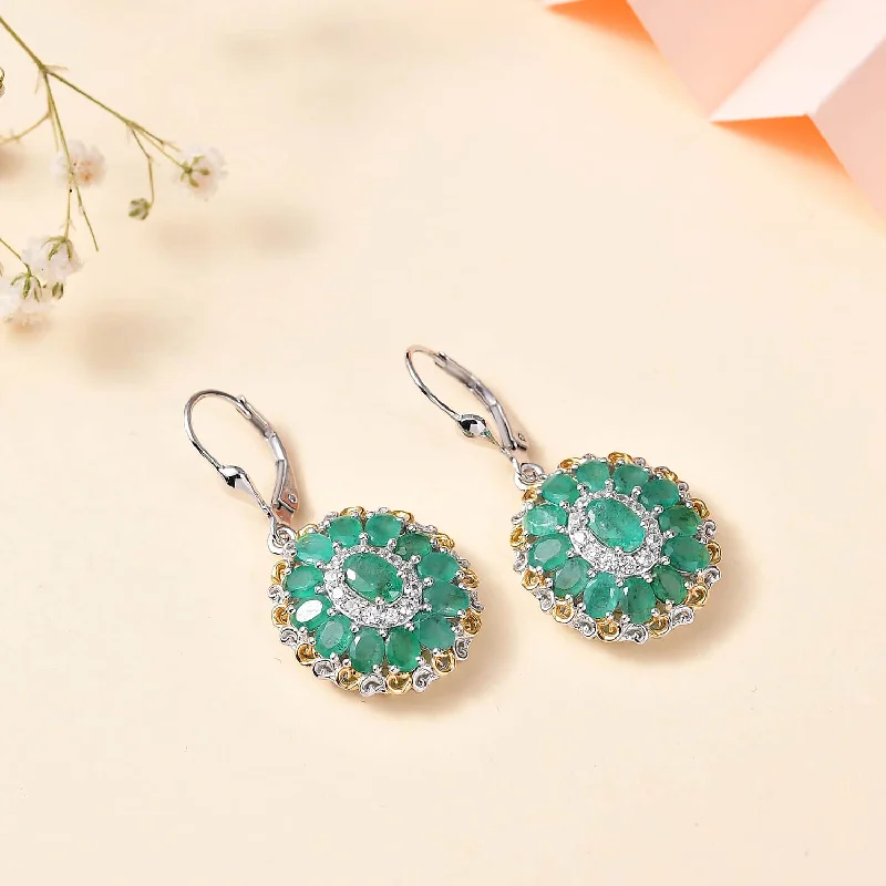 Ladies earrings engraved names-Emerald Floral Earrings