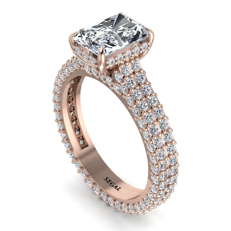 Ladies engagement rings global brands-Radiant Cut Diamond Pave Engagement Ring - Kenzie No. 2