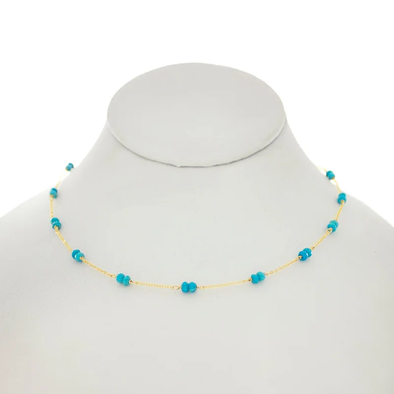 Ladies necklaces casual vibes-Arizona Blue - Turquoise Gems Between Chains Necklace