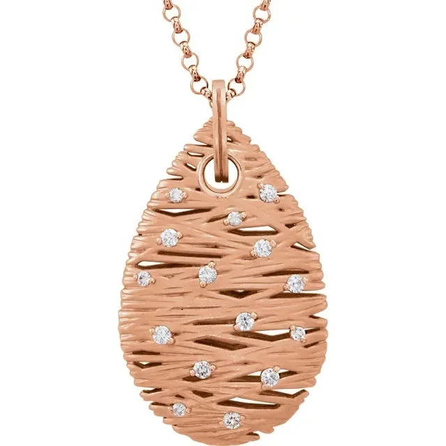 Ladies necklaces girlfriend treats-Diamond Rose Gold Nest Necklace