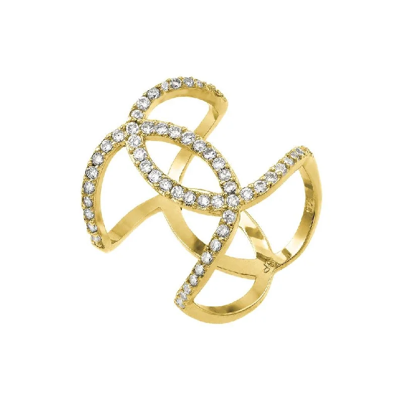 Ladies rings casual vibes-Gold Plated 925 Sterling Silver Knotted CZ Ring - STR01008GP