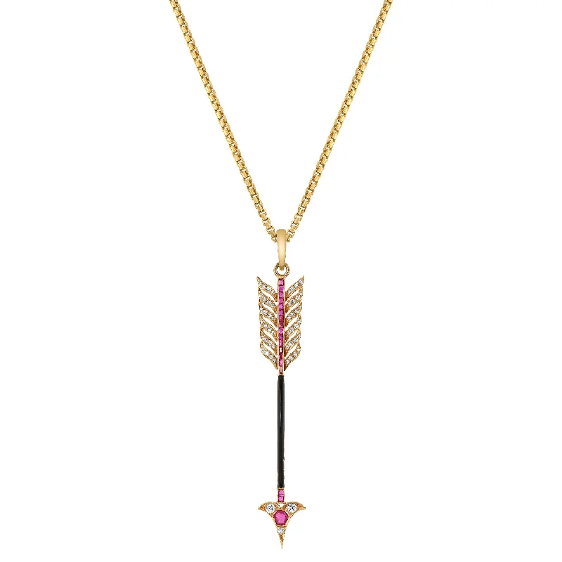 Ladies necklaces sister sets-Ruby Diamond Arrow Necklace