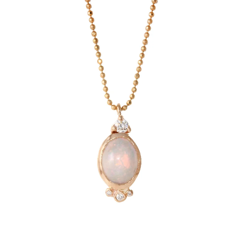 Ladies necklaces e-commerce sites-Oval Opal Necklace