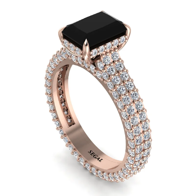 Ladies engagement rings luxury brands-Radiant Cut Black Diamond Pave Engagement Ring - Kenzie No. 8