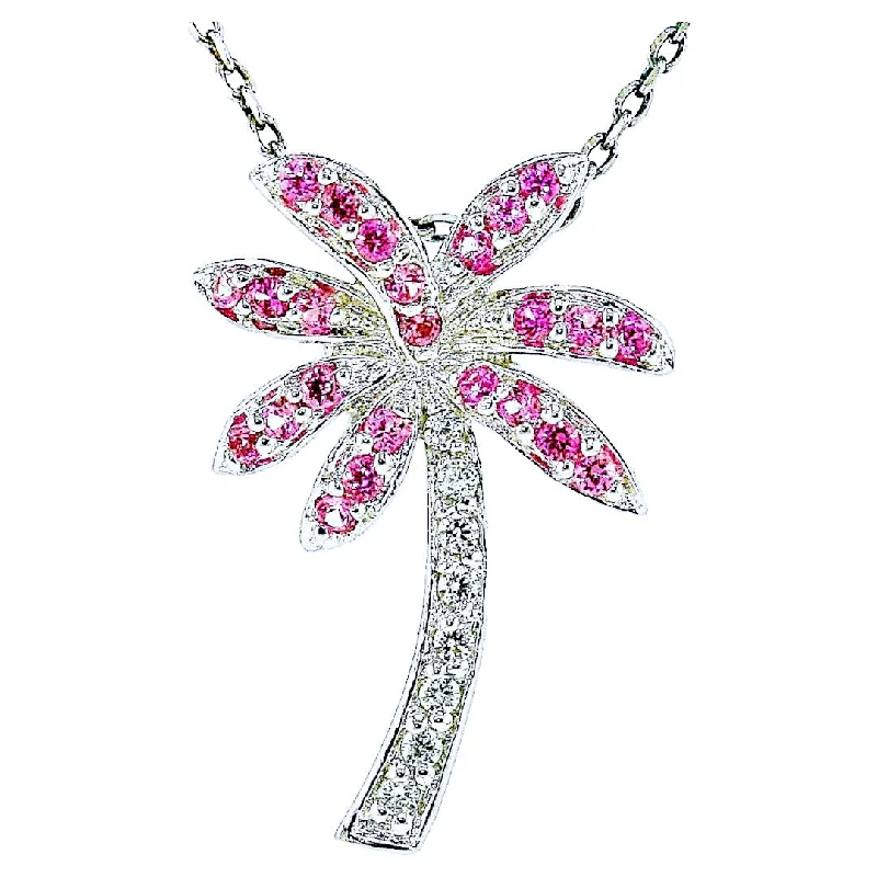 Ladies necklaces ruby gems-Florida Pink Palm Tree Necklace