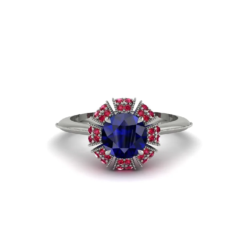 Ladies engagement rings worldwide appeal-Ruby Crown Halo Engagement Ring - Annie No. 60