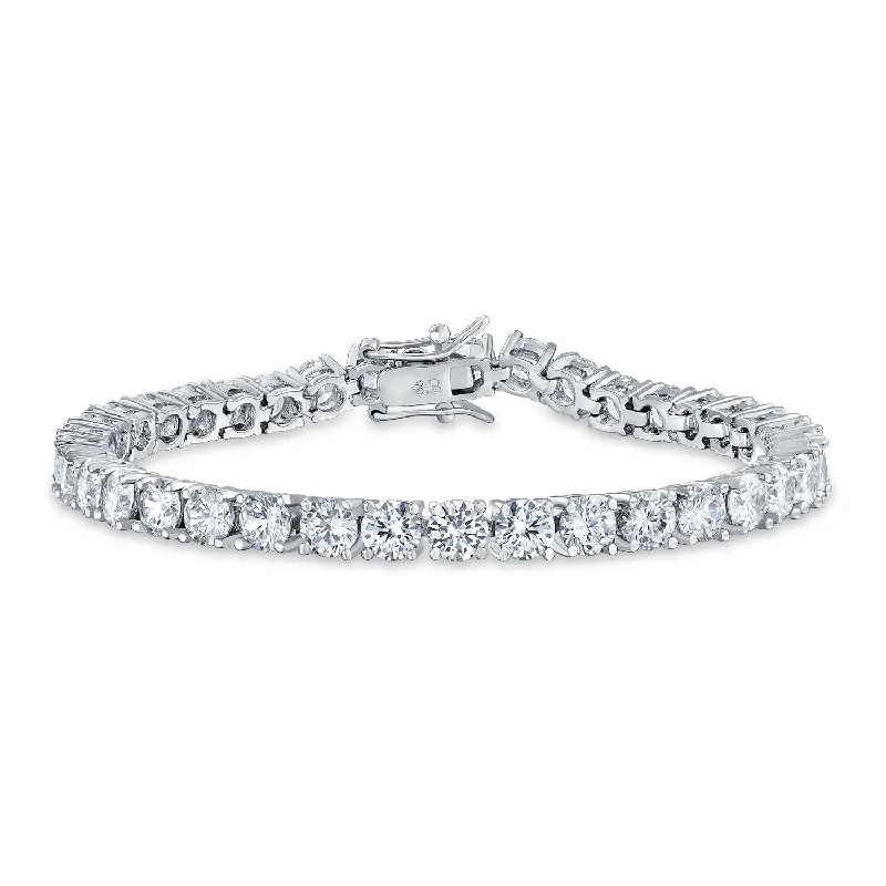 Ladies bracelets casual vibes-Traditional Bridal Jewelry 20 CT CZ Round Solitaire Tennis Bracelet 8 Inch Silver