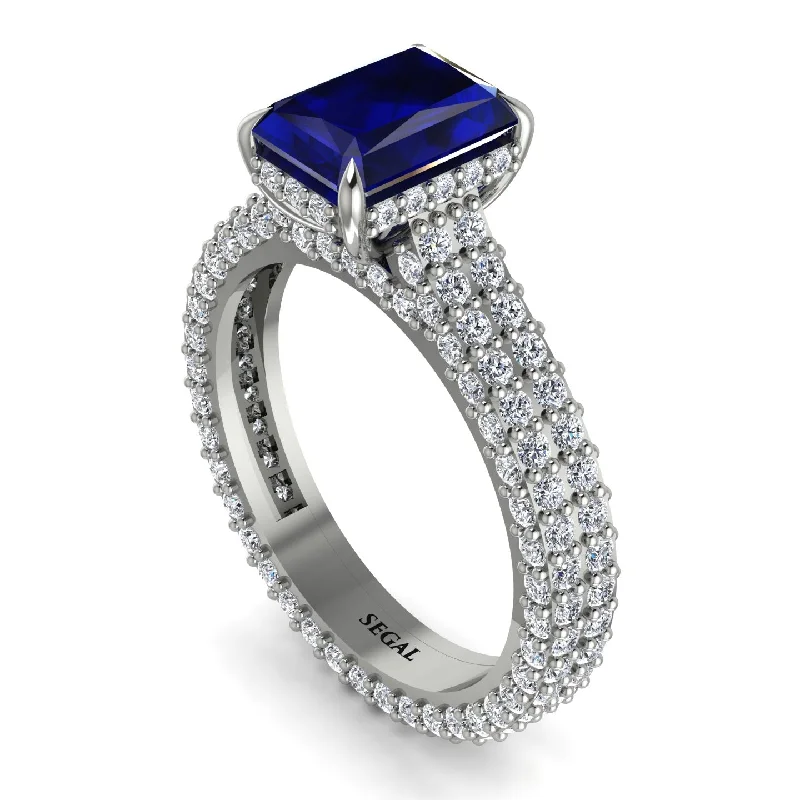 Ladies engagement rings romantic picks-Radiant Cut Sapphire Pave Engagement Ring - Kenzie No. 15