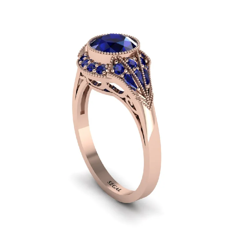 Ladies engagement rings budget picks-Sapphire Vintage-Inspired Besel Engagement Ring - Makenzie No. 74