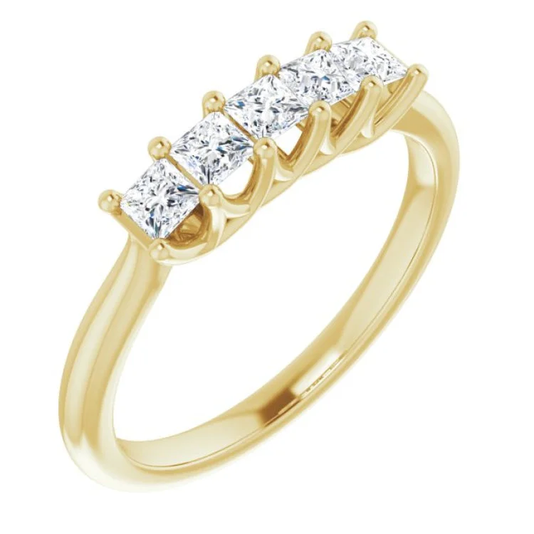 Ladies rings designer labels-14K Yellow 1/2 CTW Natural Diamond Anniversary Band