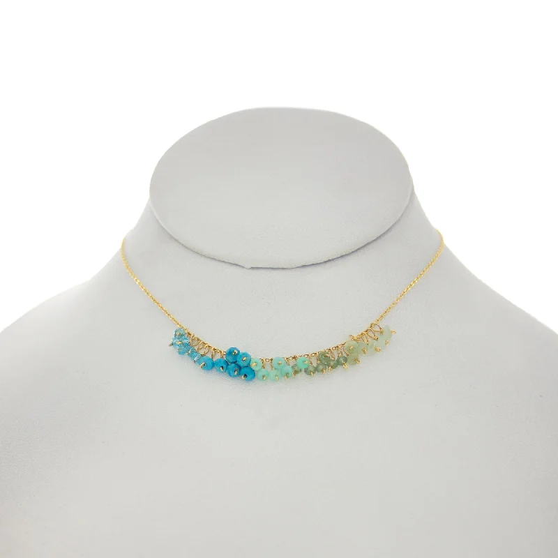 Ladies necklaces sister sets-Arizona Blue - Light Blue Green Rondelles Dangle Necklace