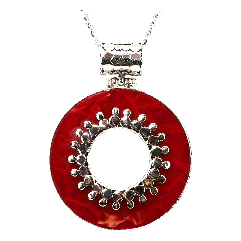 Ladies necklaces care advice-Red Sun Coral Necklace & Earrings Set